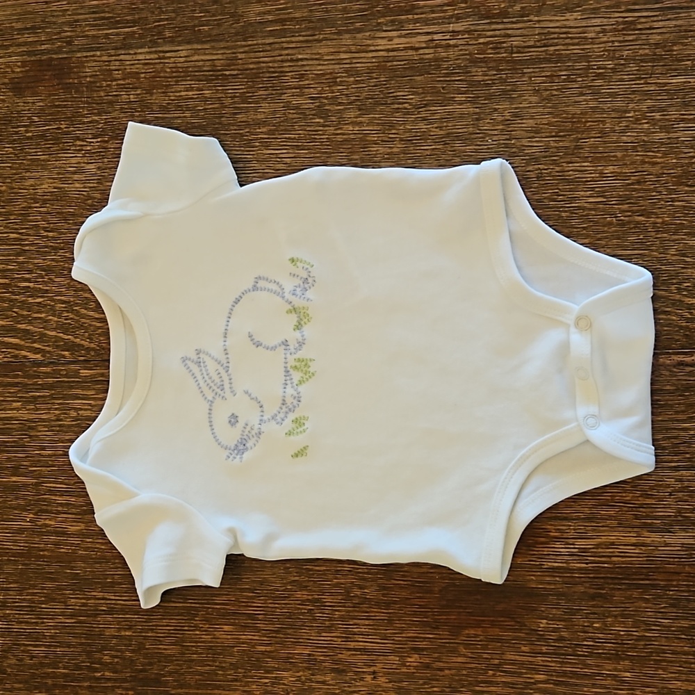 Ralph Lauren Bunny Rabbit Cotton Jersey Short Sleeve Onesie, Size 3 Months